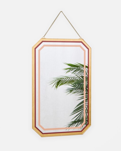 Denham Burgundy & Gold Tone Foil Hanging Mirror
