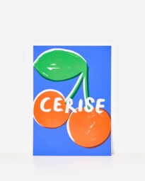 Cerise Blue Cherry Wall Art Print