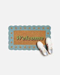 Blue Scalloped Welcome Doormat