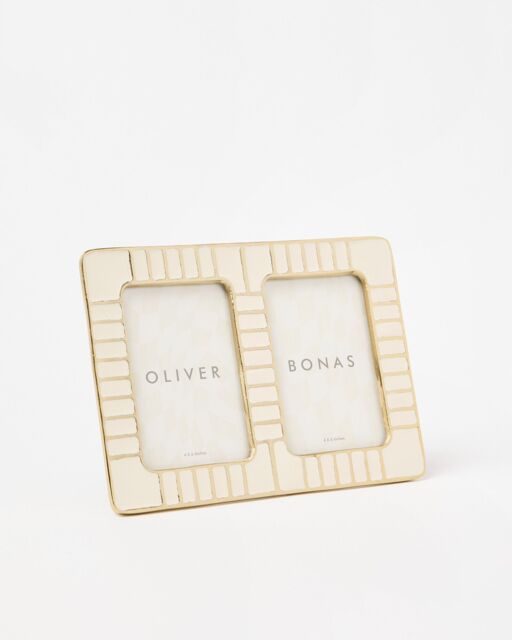 "Cilo Cream Enamel Double Photo Frame 6x4"""