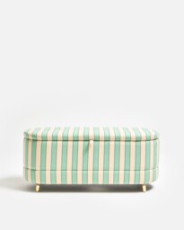 Ola Green & Cream Striped Tub Ottoman