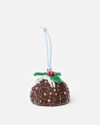 Christmas Pudding Beaded Christmas Tree Decoration