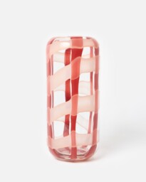 Farrah Red Striped Glass Vase