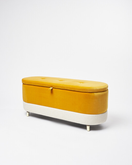 Ola Mustard Yellow Velvet Ottoman