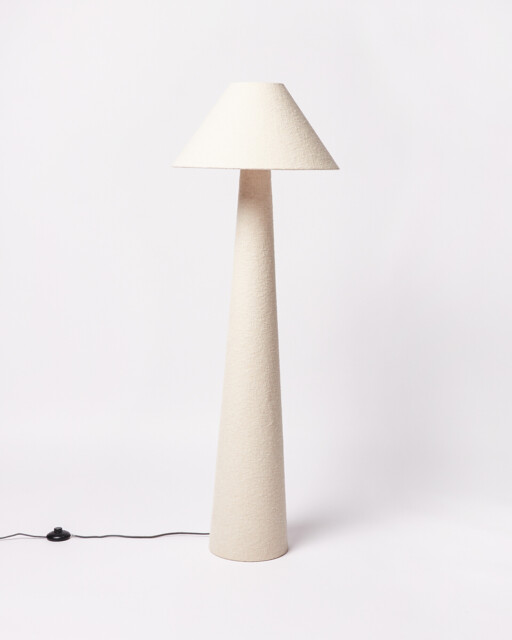 Alma White Boucle Floor Lamp by Oliver Bonas