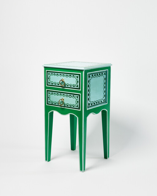 Aurélie Green Mango Wood Bedside Table
