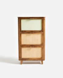 Tinta Green Stripe Mango Wood Shoe Cabinet