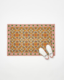 Tile Bordered Pink Doormat Large