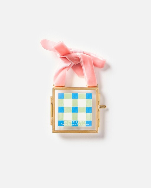 "Gold & Glass Mini Bow Hanging Photo Frame 2x2"""