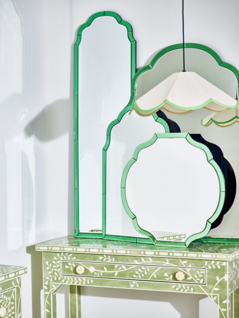 Aurora Green Glass Wall Mirror