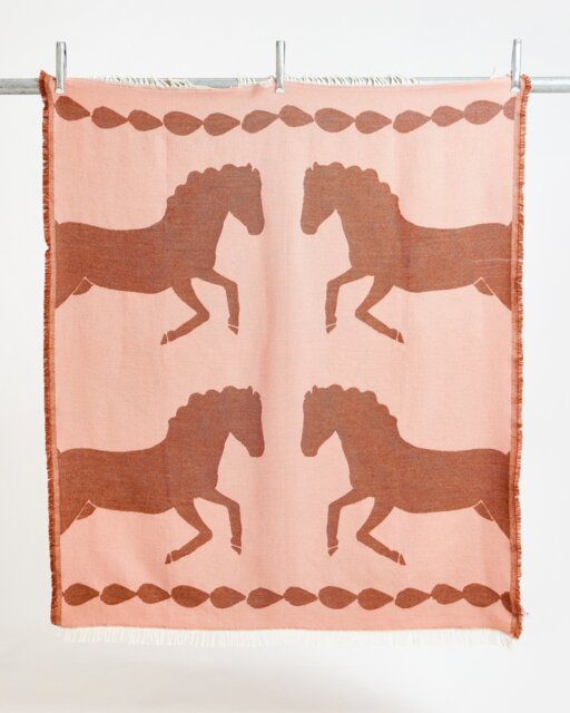 Pink Jacquard Horse Throw