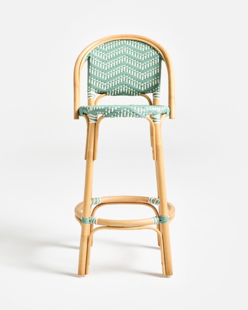 Bistro Green Rattan Bar Stool