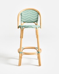 Bistro Green Rattan Bar Stool
