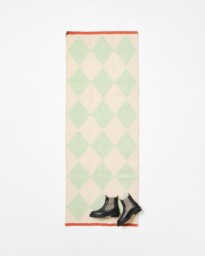 Diamond Green & Cream Woven Runner Rug 200x70cm