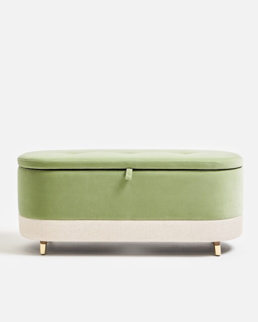 Ola Light Green Velvet Ottoman