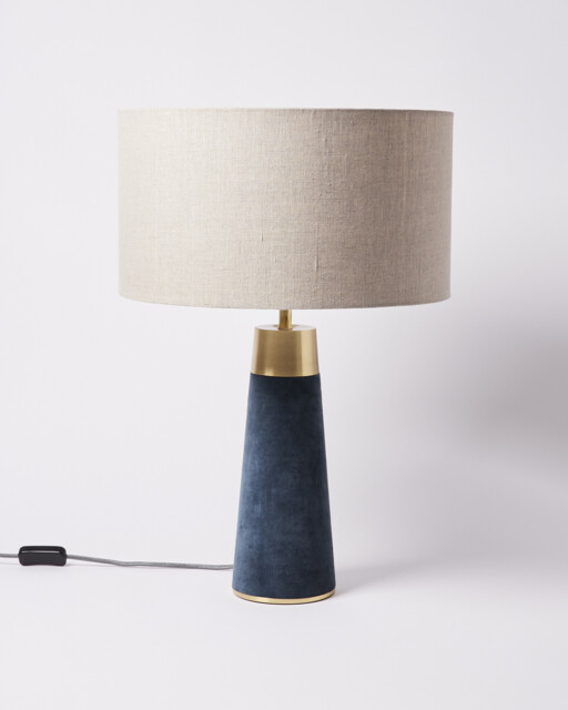 Ero Dark Blue Velvet Shade Table & Desk Lamp Large