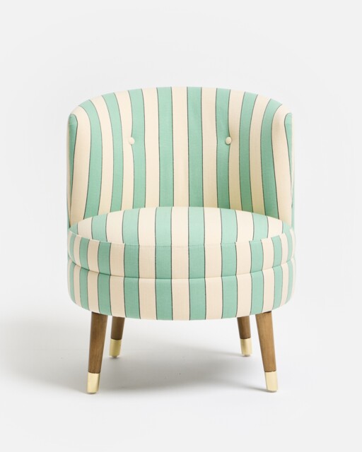 Ola Green & Cream Striped Tub Chair