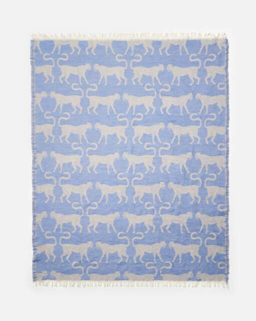 Blue Cheetah Jaquard Throw