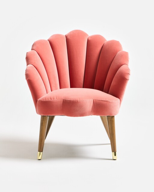 Flora Scalloped Rose Velvet Armchair