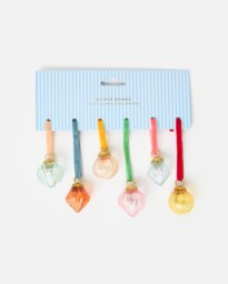 Multicoloured Mini Glass Baubles Set of Six