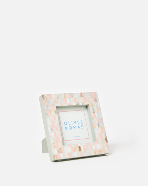 "Lina Pink Resin & Mother Of Pearl Photo Frame 4x4"""