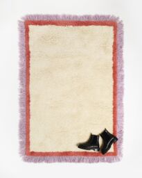 Danton Purple Fringed White Fluffy Rug 180x120cm