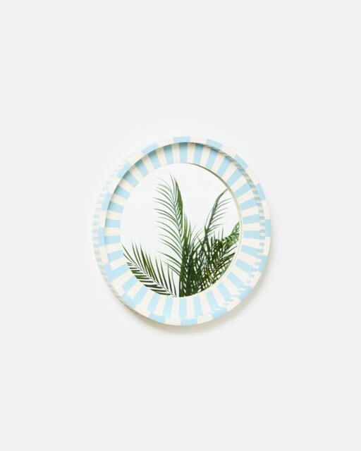 Azul Blue & White Stripe Round Mirror