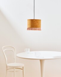 Ero Brown Velvet & Tassel Drum Pendant Lamp Shade