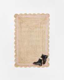 Scalloped Jute Pink Border Rug 180x120cm