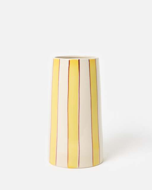 Yellow Stripe Ceramic Vase