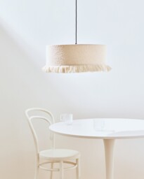 Alma White Boucle Tassel Lamp Shade