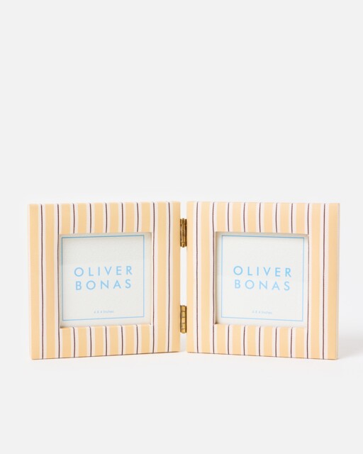 "Reine Yellow Paper Double Photo Frame 4x4"""