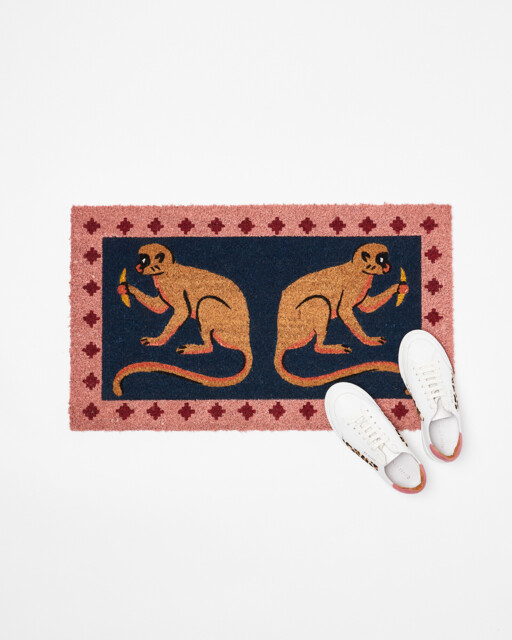 Double Monkey Blue Doormat