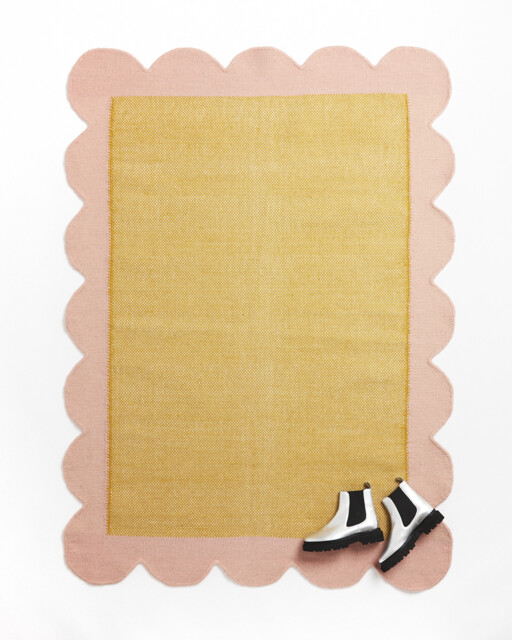 Cecily Handwoven Scalloped Yellow Rug 140x200cm