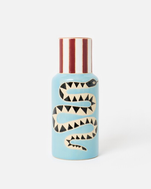 Blue Snake Ceramic Vase