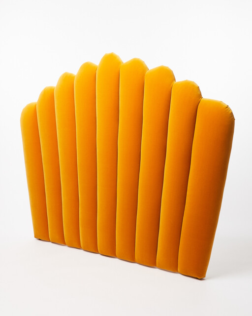Flora Mustard Yellow King Velvet Headboard