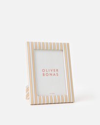 "Agnes Blue & Orange Pinstripe Photo Frame 5x7"""