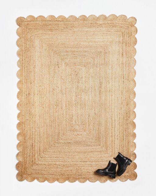 Scalloped Natural Brown Jute Rug 240x170cm