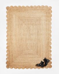Scalloped Natural Brown Jute Rug 240x170cm