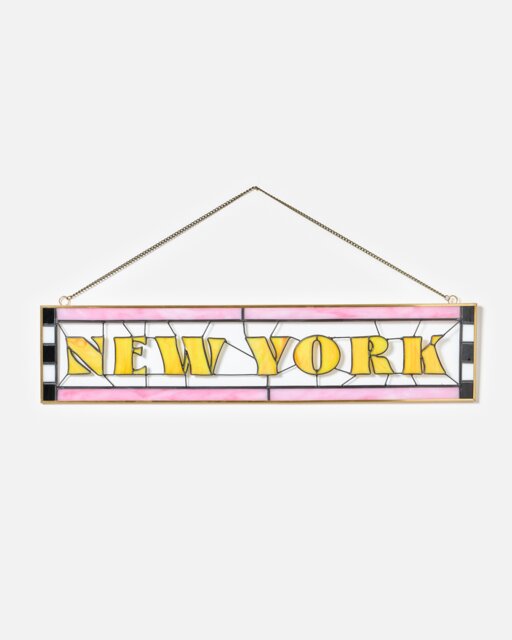 Pink & Yellow New York Stained Glass Wall Art