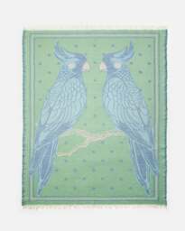 Blue & Green Polka Dot Bird Jaquard Throw