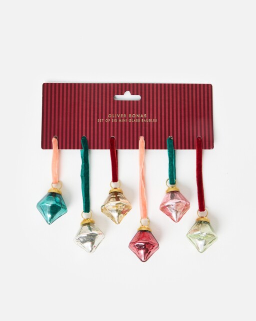 Metallic Mini Glass Baubles Set of Six