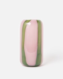 Clara Pink & Green Stripe Glass Vase