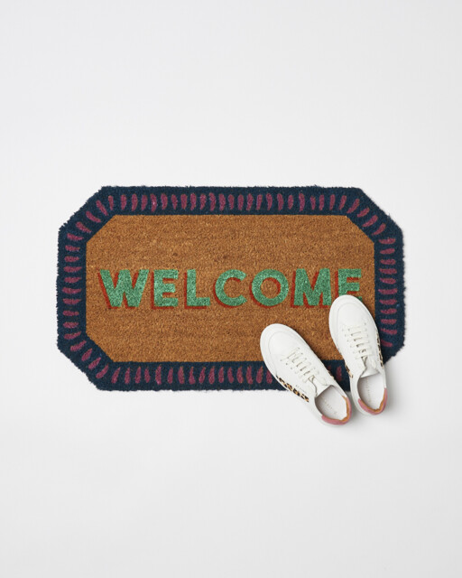 Welcome Blue Border Doormat