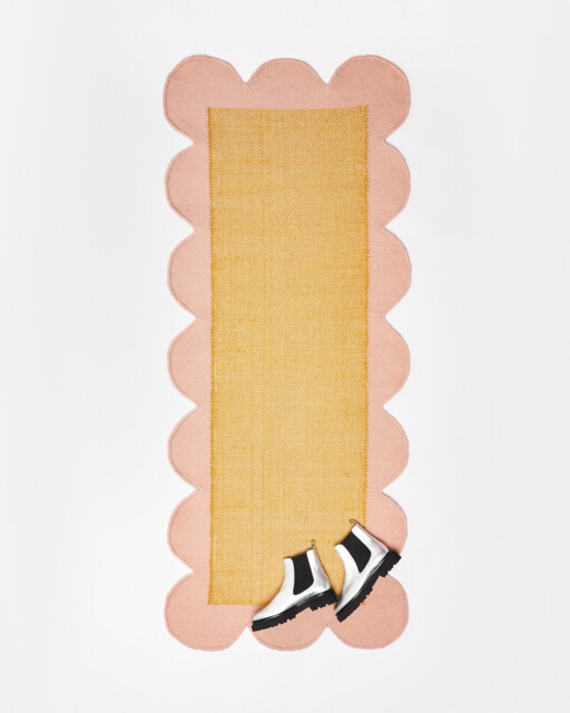 Cecily Handwoven Scalloped Mustard Runner Rug 200x80cm