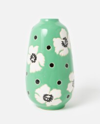 Green Polka Dot Floral Ceramic Vase