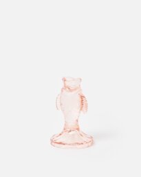 Fish Pink Glass Candlestick Holder
