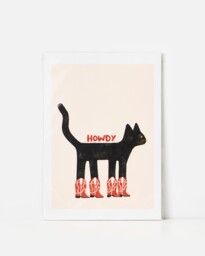 Howdy Cat Wall Art Print