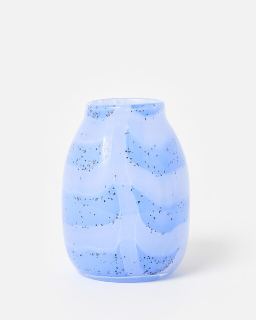 Gloria Blue Speckled Glass Vase