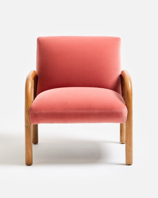 Loha Rose Velvet & Rattan Armchair